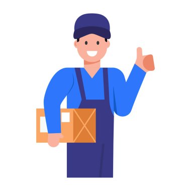 Kutu vektör illüstrasyon tasarımlı teslimatçı