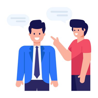 İş adamları konuşma balonu vektör illüstrasyonuyla konuşuyor ve sohbet ediyorlar