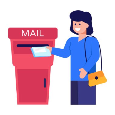 Zarf vektör illüstrasyon tasarımı olan kadın