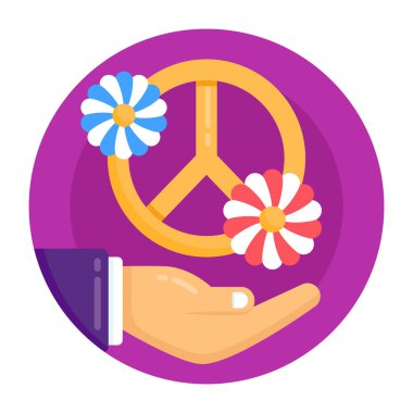 Çiçekli çiçek ve el simgesi vektör illüstrasyon tasarımı