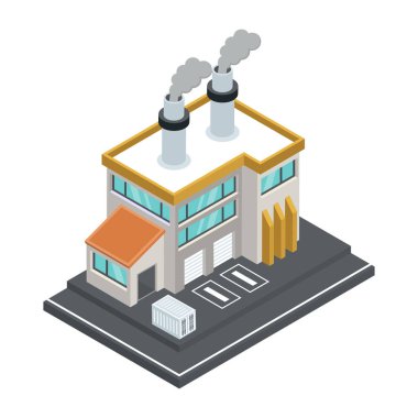Baca ve bitki vektör çizimine sahip fabrika binası