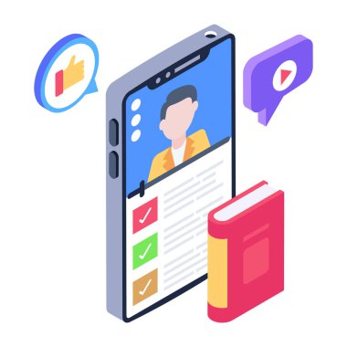 Konuşma baloncuklu akıllı telefon. Düz dizayn. vektör illüstrasyonu