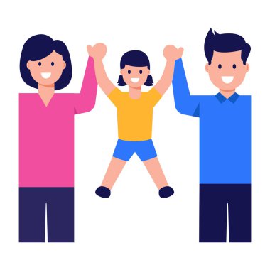 Dans eden ve gülümseyen genç çift, vektör çizimi