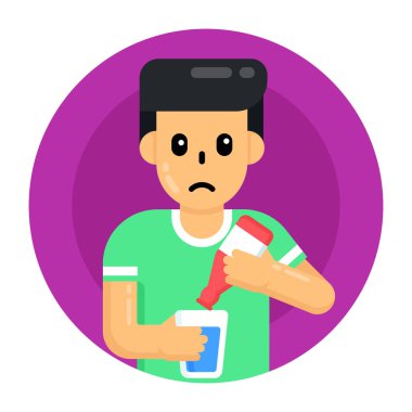 Akıllı telefon ve hap vektör illüstrasyonlu adam.