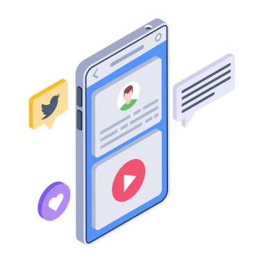 Konuşma baloncukları ve cep telefonu olan akıllı telefon. vektör illüstrasyonu