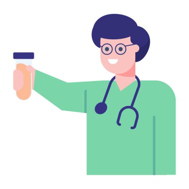 Stetoskop ve pano vektör illüstrasyon tasarımlı doktor