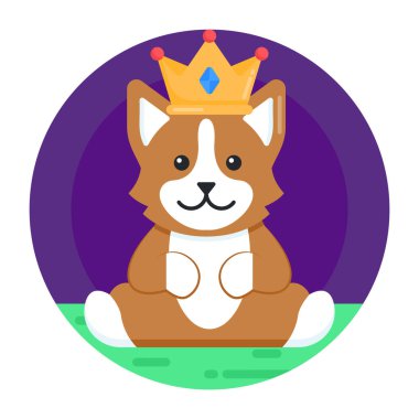 Taçlı sevimli kedi, vektör çizimi