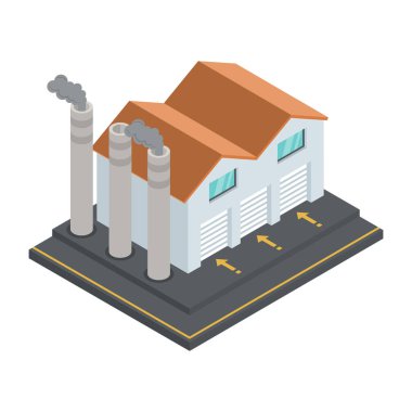 Bitki vektör illüstrasyon tasarımlı izometrik fabrika binası