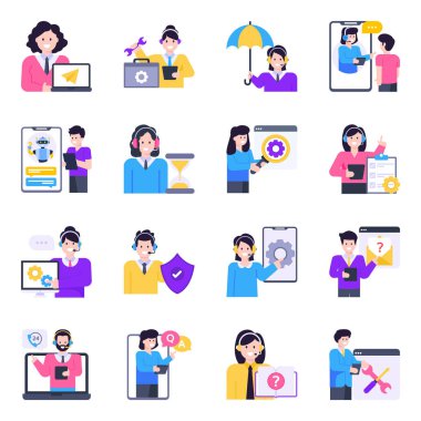 Çeşitli insan simgeleri, vektör illüstrasyonu