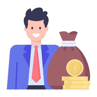 Para çantası vektör illüstrasyon tasarımı ile iş adamı