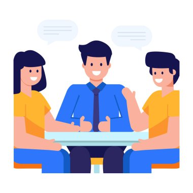 Konuşma balonu vektör çizimi olan bir grup insan