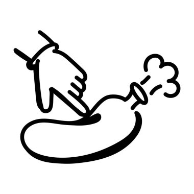 Elle çizilmiş yemek ikonu. Ana hatlı vektör çizimi. beyaz arkaplanda izole.