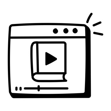 Video oynatıcı simge vektörü. İnce çizgi işareti. izole edilmiş sınır sembolü çizimi