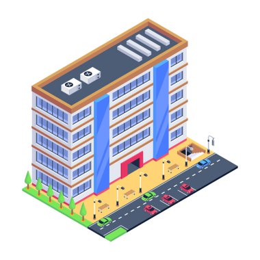 şehir inşaatı izometrik vektör çizimi