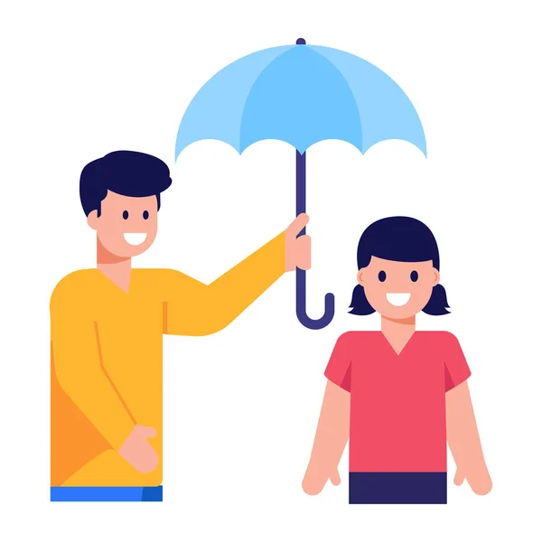 Couple Umbrella Cloud Vector Illustration — Stock Vector