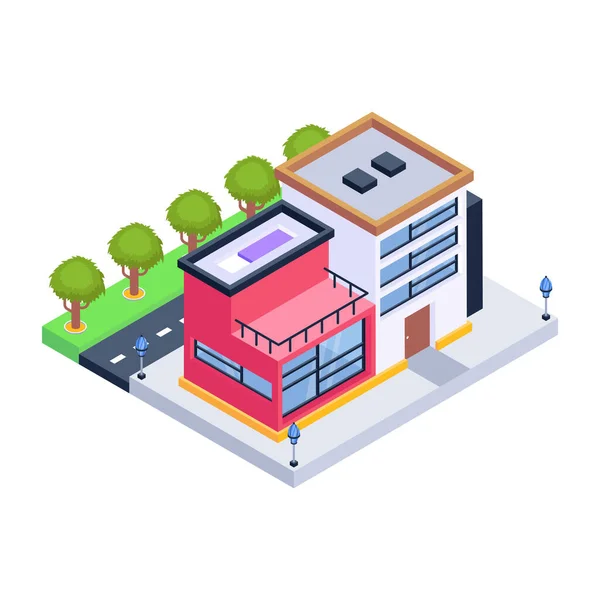 Ilustración Isométrica Una Tienda Con Edificio Una Ciudad — Vector de stock