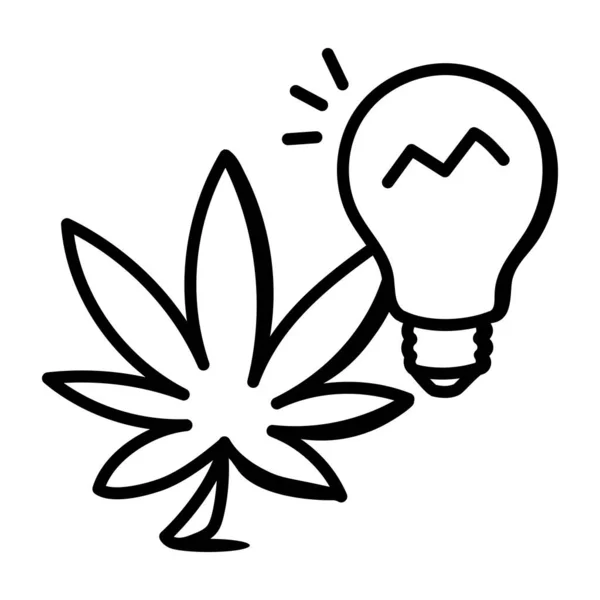 Vector Illustration Light Bulb Marijuana — Stock Vector