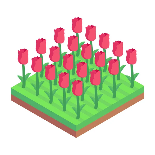 Trädgård Blommor Ikon Isometriskt — Stock vektor
