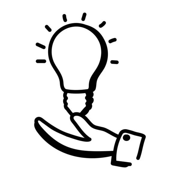 Hand Drawn Vector Illustration Bulb Icon — Stock Vector