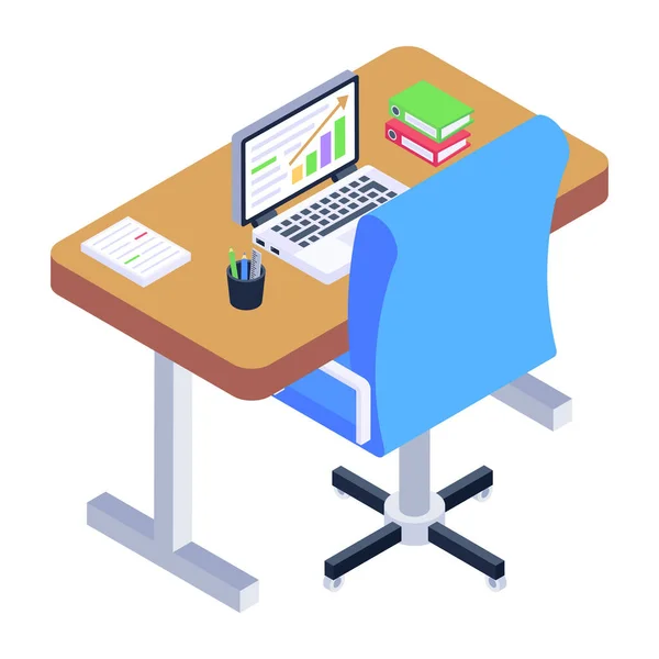 Office Desk Laptop Vector Illustration — Stock Vector