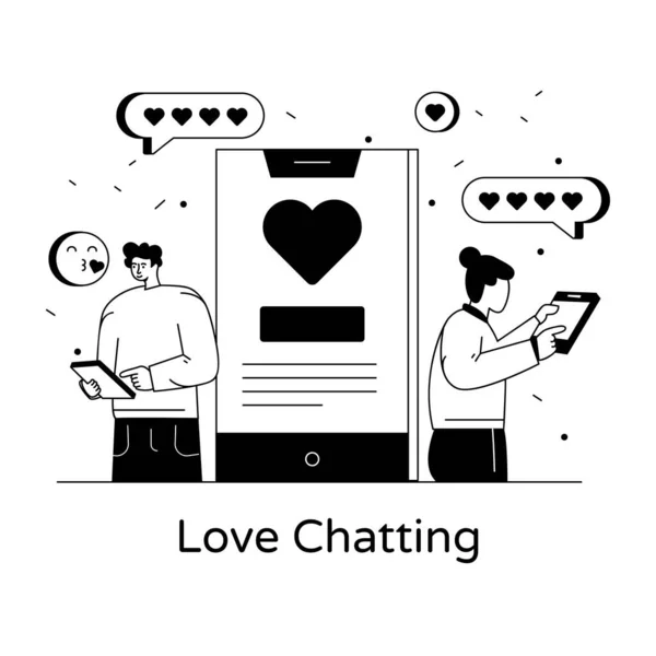 Couple Chatting Speech Bubbles Heart Vector Illustration Design — Stock Vector