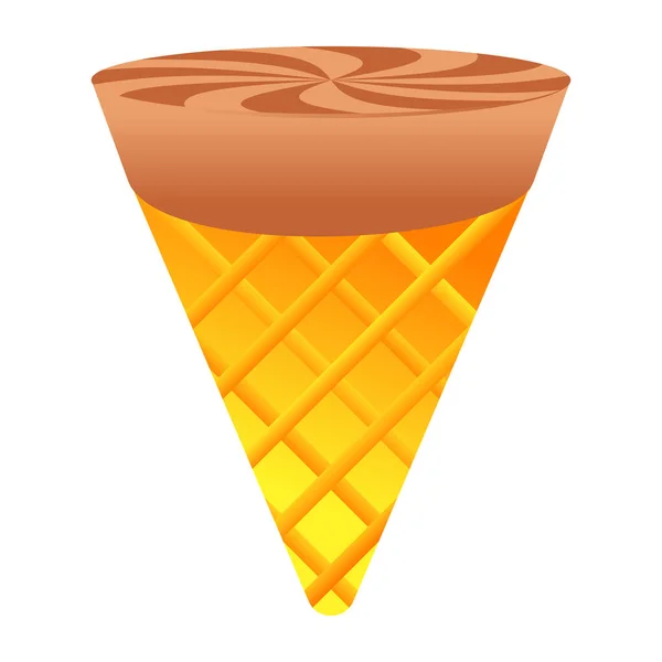 アイスクリームアイコン チョコレート ベクトルのイラストを白の背景に孤立させ — ストックベクタ