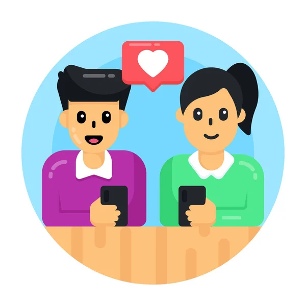 Ζευγάρι Συνομιλία Smartphone Και Chat Φυσαλίδες Διανυσματική Απεικόνιση — Διανυσματικό Αρχείο
