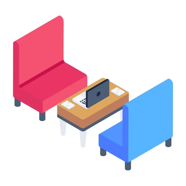 Laptop Auf Tisch Und Stühlen — Stockvektor