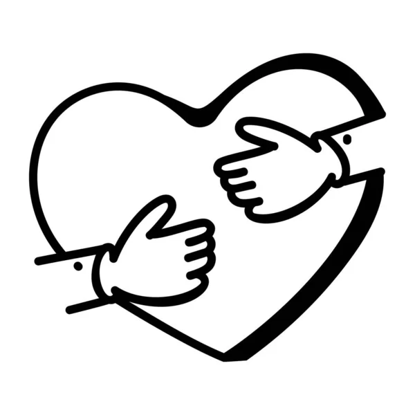 Coração Com Desenho Mão Linha Estilo Ícone Vetor Ilustração Design — Vetor de Stock