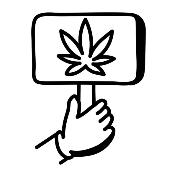 Mão Segurando Ícone Folha Cannabis Ilustração Vetorial — Vetor de Stock