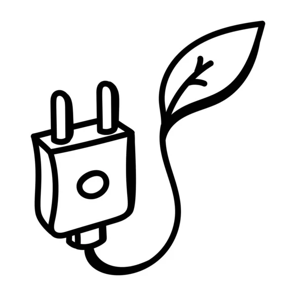 Eco Plug Ikon Vektor Körvonalazott Növényjel Izolált Kontúr Szimbólum Illusztráció — Stock Vector