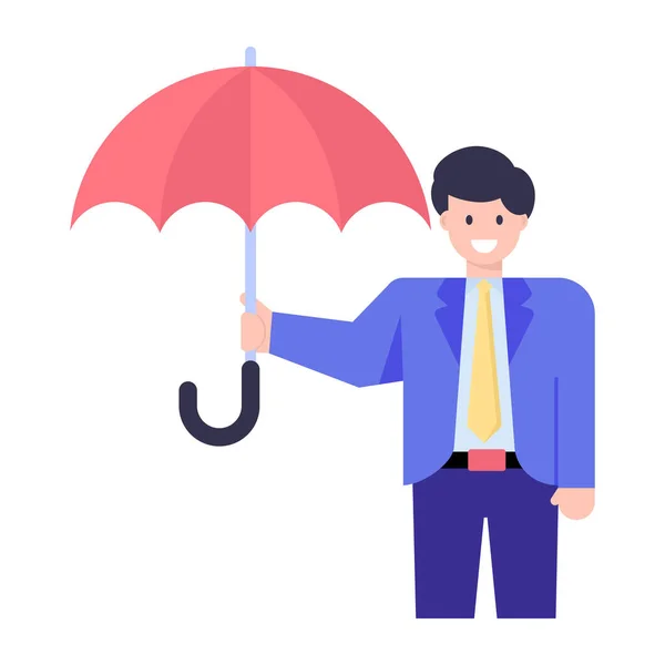 Geschäftsmann Mit Regenschirm Und Regenvektor Illustration Design — Stockvektor