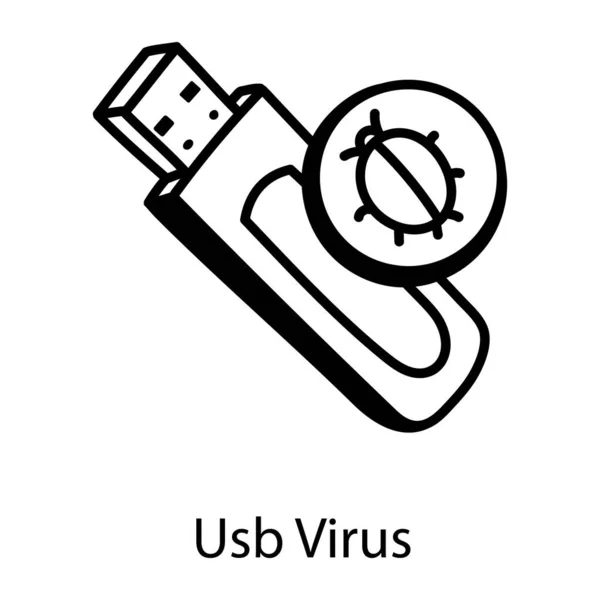 Usb Flash Drive Bug Icon Simple Illustration Chip Vector Icons — Stock Vector