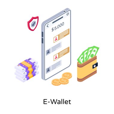 Bitcoin ve kredi kartı ile izometrik mobil uygulama