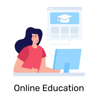 Laptopvektör illüstrasyonlu öğrenci