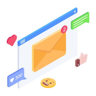 Zarf ve posta vektör illüstrasyon tasarımı içeren e- posta iletisi