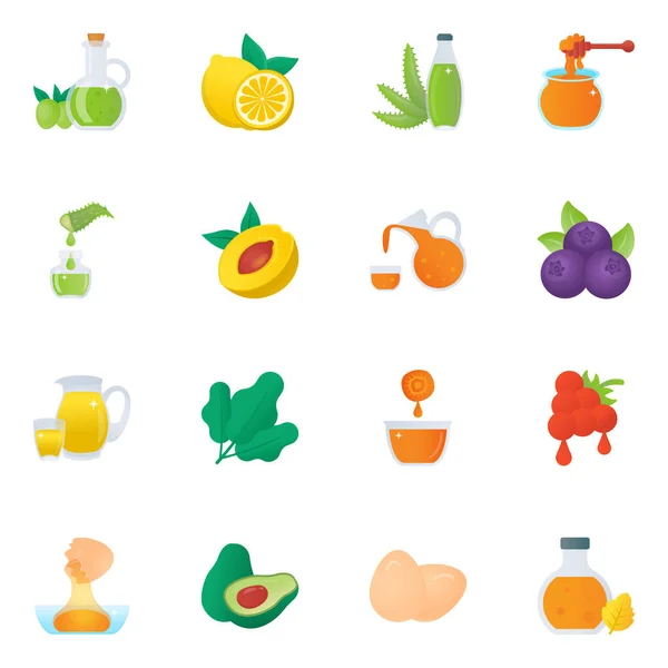 Vector Illustration Food Drink Symbol Collection Healthy Vegetarian Stock Sign - Stok Vektor