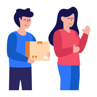 Kutuları olan çift ve kutu vektör çizim tasarımı