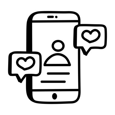 Kalp mesajları vektör illüstrasyon tasarımlı akıllı telefon