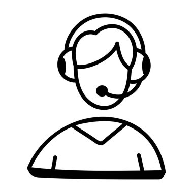 Kulaklıklı çağrı merkezi operatörü ve vektör illüstrasyonunu destekle