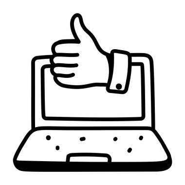 hand with laptop and smartphone vector illustration design