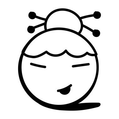 Şapkası ve eşarp vektörü çizimi olan sevimli küçük bir kız.