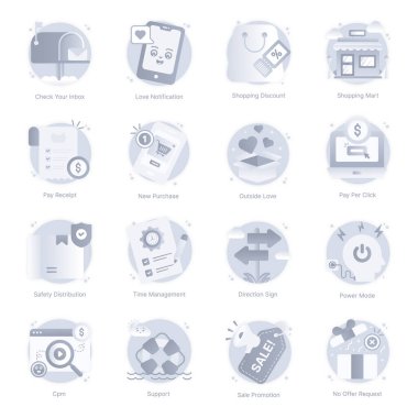 Web ve mobil için 4 vektör simgesi kümesi