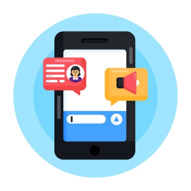 Cep telefonu ve sohbet vektör illüstrasyonlu akıllı telefon