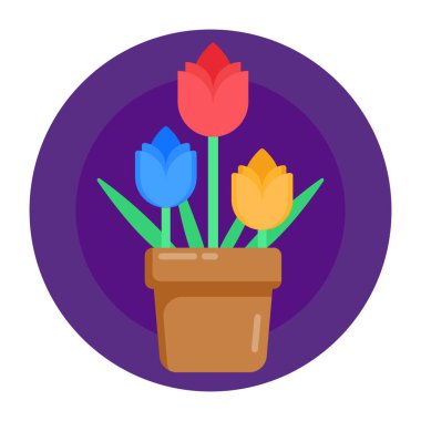 pot simgesi vektör illüstrasyon tasarımı içindeki laleler