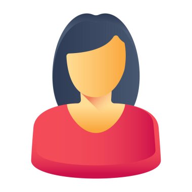 Kadın avatar ikonu. Beyaz arkaplanda izole edilmiş web tasarımı için kadın vektör simgelerinin basit çizimi