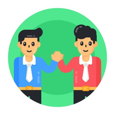 Takım elbiseli ve tokalaşan iş adamları