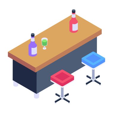 Şişeli bir tablonun izometrik çizimi