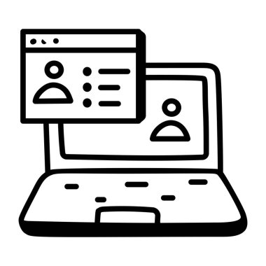 İleti simgesi ve vektör illüstrasyonlu dizüstü bilgisayar