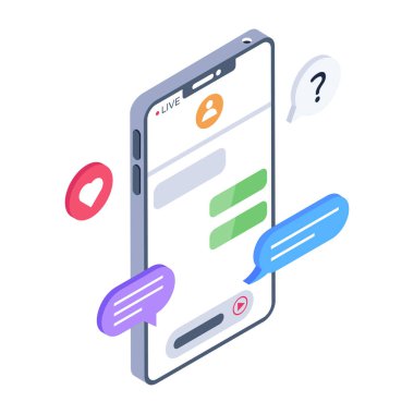 Cep telefonlu akıllı telefon ve konuşma balonu vektör illüstrasyon tasarımı